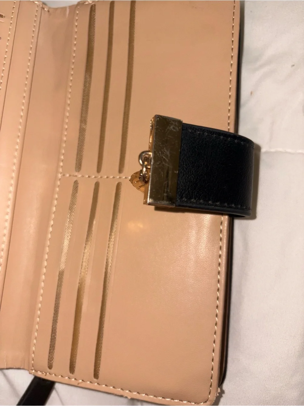 Black Wallet with Gold Leaf Accent - Women Accessories